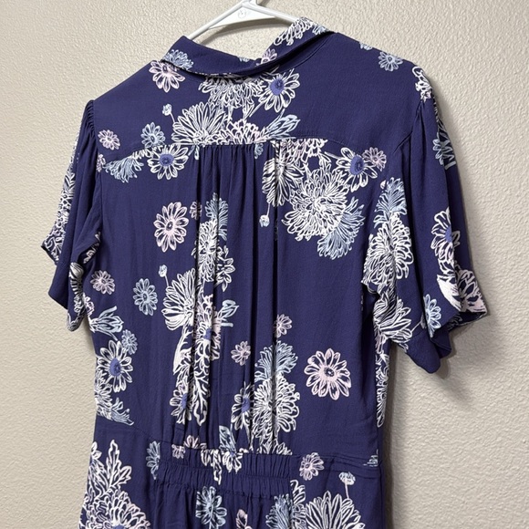 Free People Blue Hawaii Washed Blue Floral Print Short Sleeve Mini Dress - Picture 12 of 16